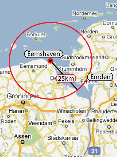AKW Standort Eemshaven / Karte: maps.google.de
