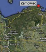 Polen Standort AKW Zarnowiec; Karte: maps.google.de