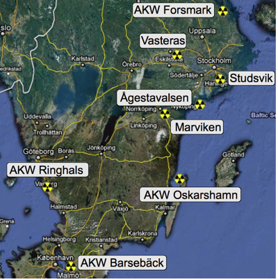 Atomstandorte in Schweden