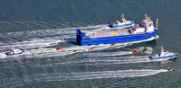 23.09.2012 - Protest gegen Plutonium-Schiff "Atlantic Osprey" in der Wesermündung; Bild: greenpeace