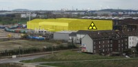 GNS Hallen im Wohngebiet; Bild: duisburg-atomfrei.de