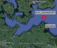 Kollision 18.10., 15sm nördlich von Rügen / Karte: google